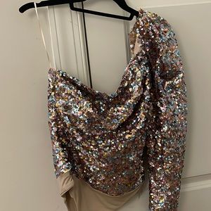 Multicolored ASTR one sleeve bodysuit